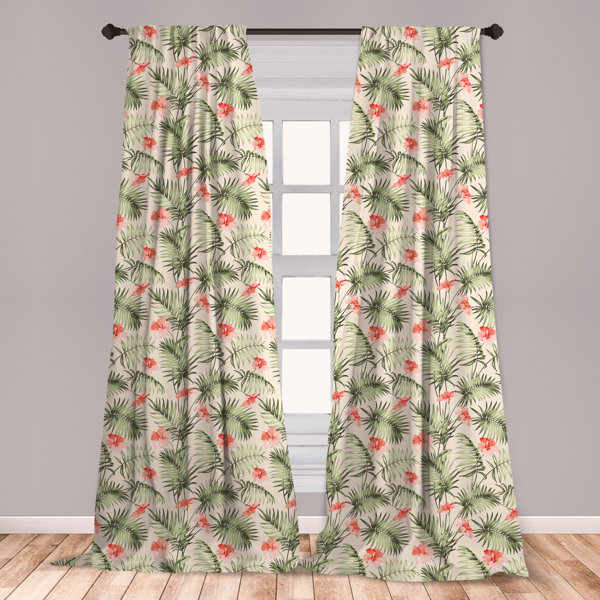 East Urban Home Ambesonne Leaf Curtains, Hawaiian Aloha Nature Pattern